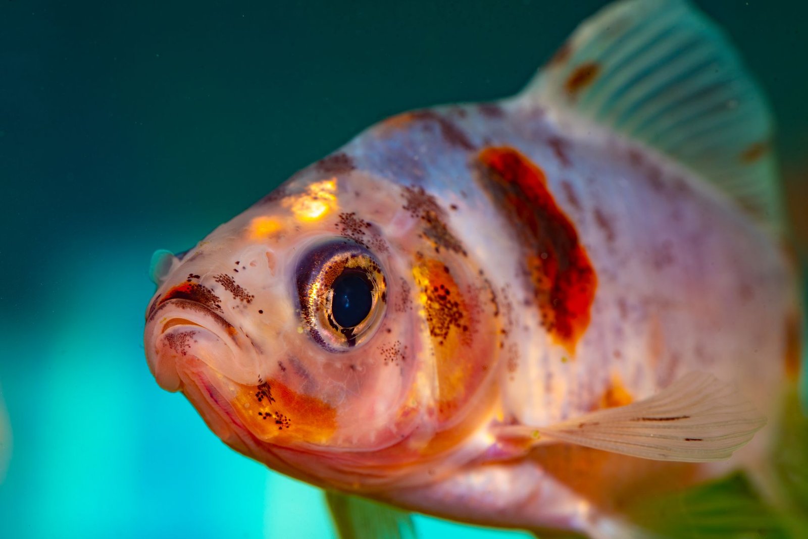 Pez de colores en acuario, cuya temperatura hay que controlar con un termómetro